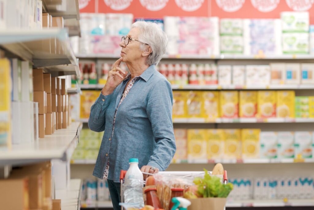 A woman shopping for groceries